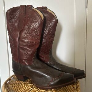 Tony Lama Tan and Red Leather Boots